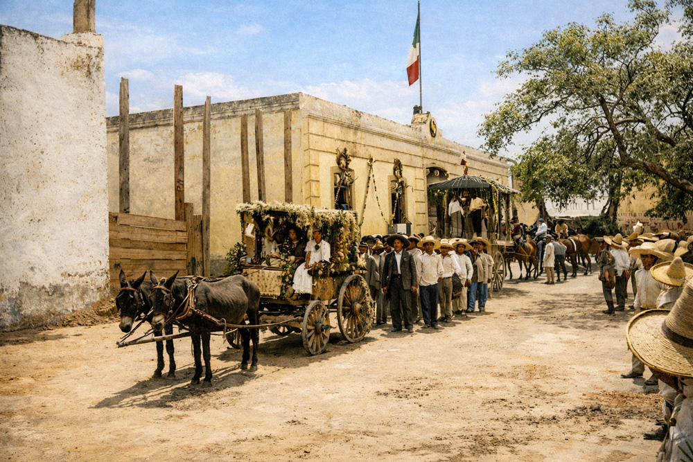 Carro alegórico durante el desfile del 16 de septiembre